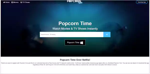 Popcorn Time Homepage