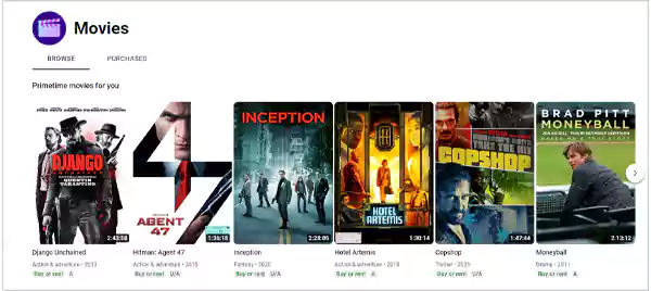 YouTube Movies Section