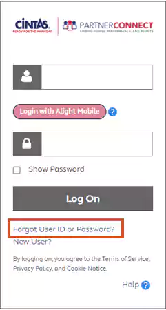 forgot user ID or Password