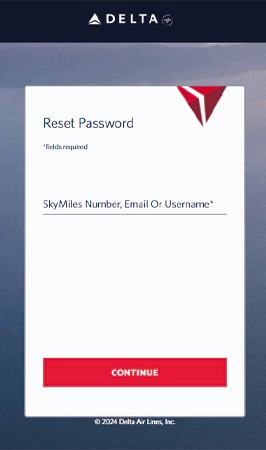 Enter SkyMiles number email and username
